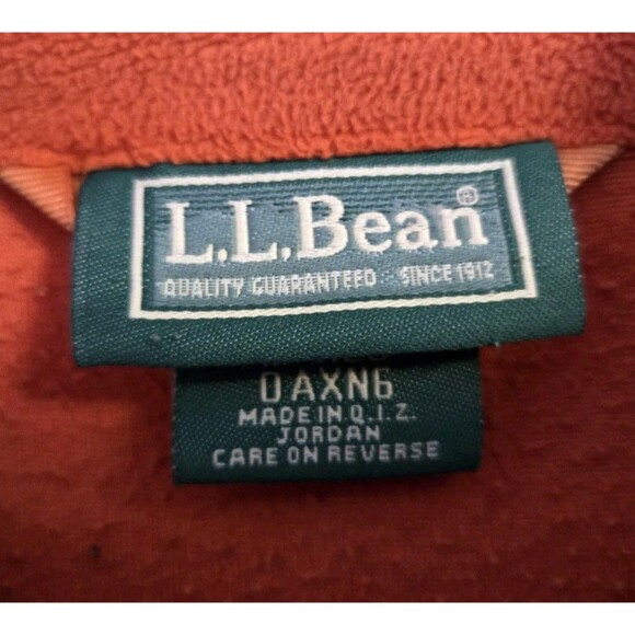 VTG LL Bean Sweater Mens M 1/4 Zip Orange Fleece Quarter Zip 90s Outdoor Fall - Picture 4 of 8
